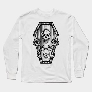 Dead Roses Skull Tattoo Design Long Sleeve T-Shirt